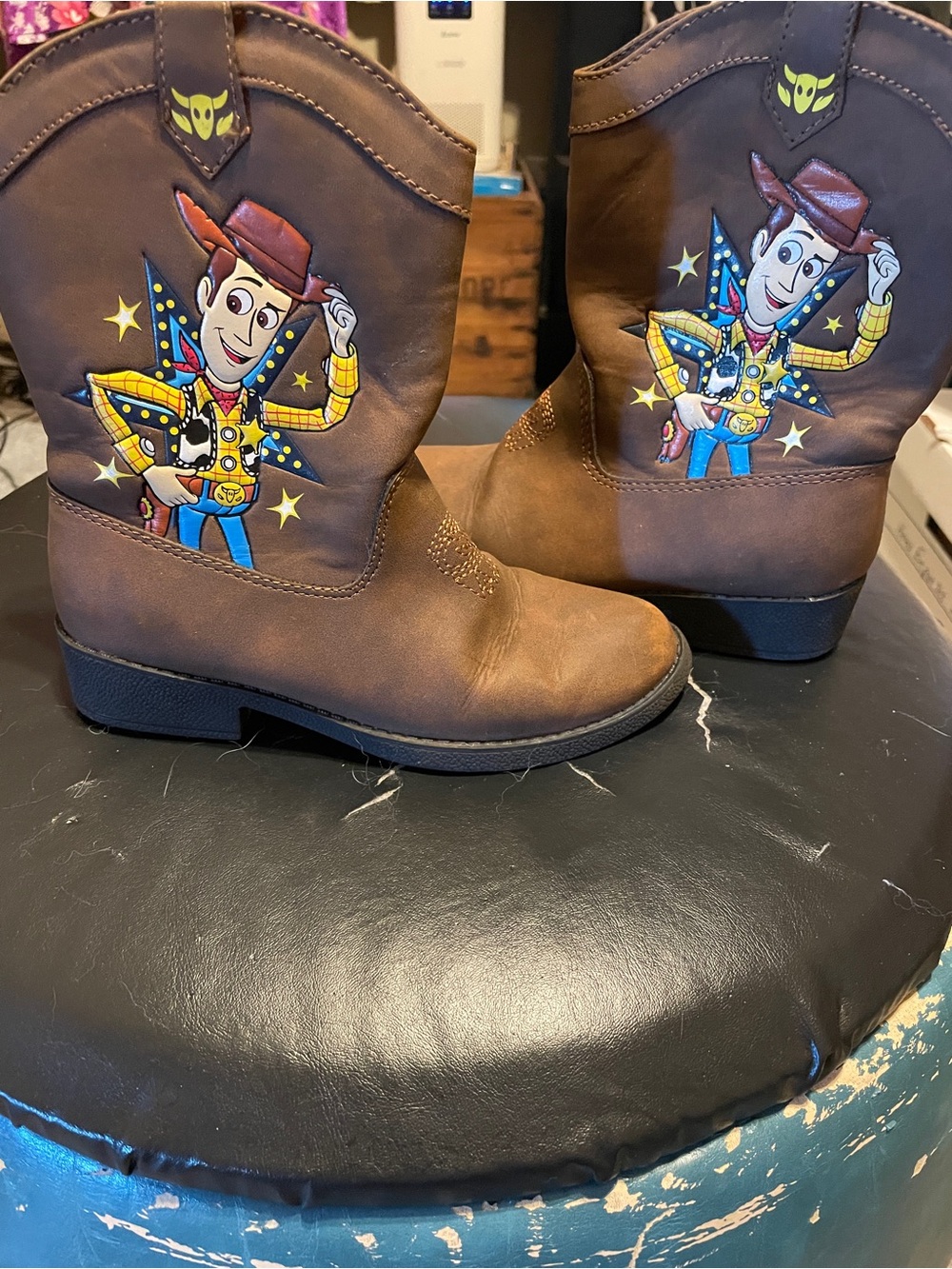 Disney Toy Story Brown Kids Cowboy Boots with Woody Graphic
